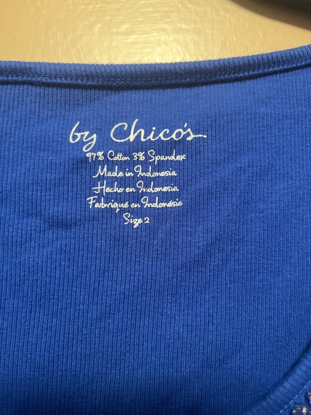 Chico's Beaded Scoop Neck Tank - Cobalt Blue - Picture 2 of 3